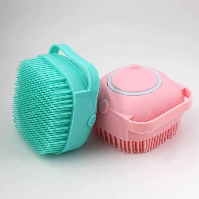 Pet Bath Brush Silicone Massage Brush with Shampoo Dispenser Ideal Bath Accessories for Dogs Cats Deerskin Thick Absorbent Pet Tow